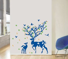 Decor Villa Deer Tree Wall Sticker  Decal (PVC Vinyl,Size -76 cm X 68 cm)