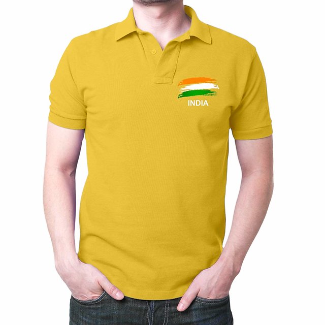 Buy Ajeraa Yellow Cotton India Flag Digital Print Polo Collar T Shirt For Men Online 399 from ShopClues