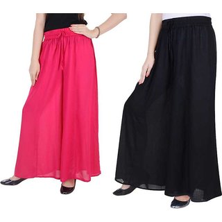                       Womens black -pink palazzo pant or Trousers                                              