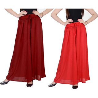                       Women Fashion maroon -red palazzo pant or Trousers                                              