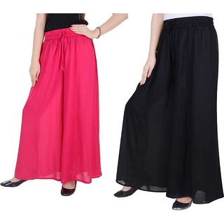                       Women Fashion black -pink palazzo pant or Trousers                                              