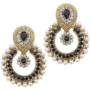                       Black stone pearl polki earring                                              