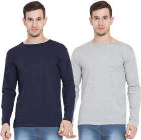 Cliths Navy And Grey Round Neck Tshirts For Men Full Sleeve -Set Of 2