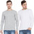 Cliths Pack Of 2 Tshirt For Men Full Sleeve /Grey And White Round Neck Tshirt
