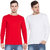 Cliths Slim Fit Solid Cotton Red And White Full Sleeves Tshirts For Men Casual Stylish-Pack Of 2