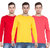 Cliths Full Sleeves Tshirts for Men, Red, Yellow & Orange Cotton Round Neck Tshirts -Pack of 3