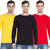 Cliths Full Sleeves Tshirts for Men, Pack of 3 Cotton Round Neck Tshirts (Yellow, Red, Black)