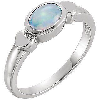                       6.25 Ratti Natural stone Opal Silver Plated Ring For Astrological Purpose By CEYLONMINE                                              