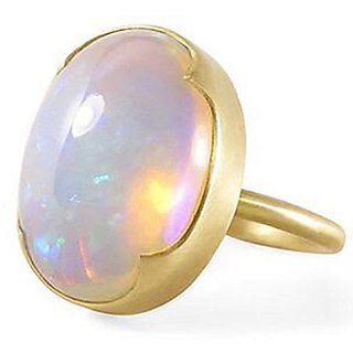                       CEYLONMINE- 6.75 Carat Natural Opal Gold  Plated Adjustable Ring/Anguthi For Astrological Purpose                                              