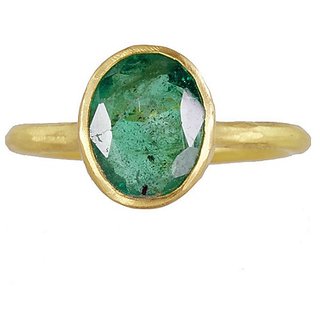                       Original Stone Emerald Gold Plated Ring 5.25 Ratti Stone Panna Ring For Unisex BY CEYLONMINE                                              