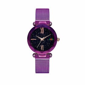 Swadesi Stuff New Stylish ELEGANCE NEW ARRIVAL Luxury Ethnic Purple Magnet Geneva Watch - for Women  Girls kc7
