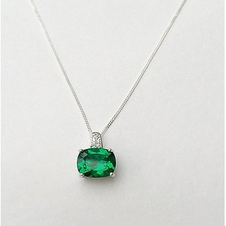 Unheated Untreated stone Emerald pendant 5.25 Ratti Precious Stone Pendant Silver plated by ceylonmine Unheated Untreated stone Emerald pendant 5.25 Ratti Precious Stone Pendant Silver plated by ceylonmine