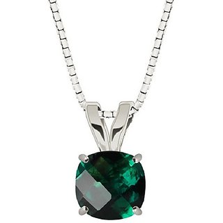                       Lab Certified Original Panna pendant unheated Green Emerald stone Silver Plated Pendant For Astrological Purpose By ceylonmine                                              