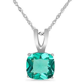 Ceylonmine - Panna pendant natural Emerald stone pendant Silver Plated Pendant For Astrological Purpose Ceylonmine - Panna pendant natural Emerald stone pendant Silver Plated Pendant For Astrological Purpose