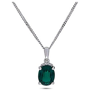                       Natural  Original Emerald/Panna Silver Plated Pendant By ceylonmine                                              
