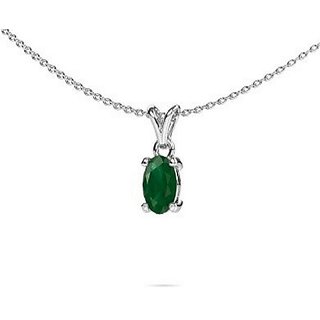                       Natural Emerald Pendant 6.25 Carat Natural  Original Stone Panna  Silver Plated pendant By ceylonmine                                              