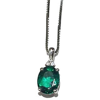 Precious Stone Emerald pendant Silver Plated Pendant 5.25 Ratti Panna stone Pendant By Ceylonmine Precious Stone Emerald pendant Silver Plated Pendant 5.25 Ratti Panna stone Pendant By Ceylonmine