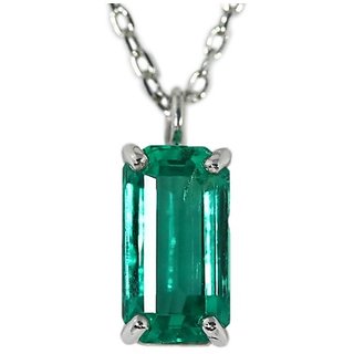                       Astrological Stone Emerald/Panna  pendant Silver Plated Pendant Panna  stone 7.25 Ratti Stone Pendant For Unisex By Ceylonmine                                              