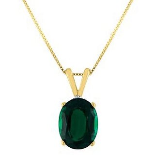                       Astrological Stone Emerald/Panna  pendant Gold Plated Pendant Panna  stone 7.25 Ratti Stone Pendant For Unisex By Ceylonmine                                              