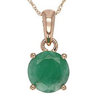                       Unheated Emerald Stone 5.5 Ratti Gold Plated Pendant By CEYLONMINE                                              
