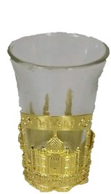 Metalcrafts Indian souvenir, short glass with metal Tajmahal momento, colour copper/brass/golden. Colour may vary, depen