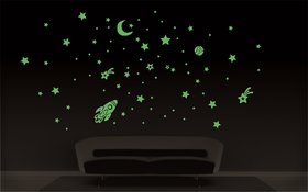 Decor Villa Glow In The Dark SPACE STAR Radium Night Glow Wall Sticker