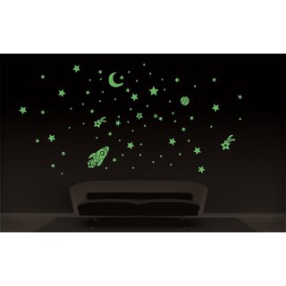                       Decor Villa Glow In The Dark SPACE STAR Radium Night Glow Wall Sticker                                              