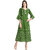 Desi Kala Women's Solid Cotton Green Gota Dress with Bell Sleeves (Desi_Kala_29_XS)