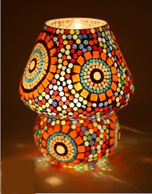Multicolour Mosaic Style Dome shaped Glass Table Lamp For Gift  Home Dcor  decorative gift items  diwali lights for