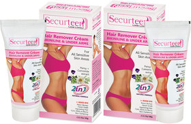 Securteen Hair Remover Cream 60g for Bikini Line  Underarms  pack of 2