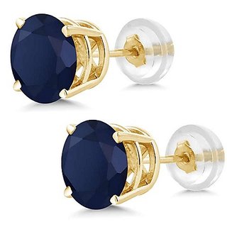 Original Blue Sapphire Earring Precious Stone Neelam Gold Plated Stud Earring By CEYLONMINe Original Blue Sapphire Earring Precious Stone Neelam Gold Plated Stud Earring By CEYLONMINe