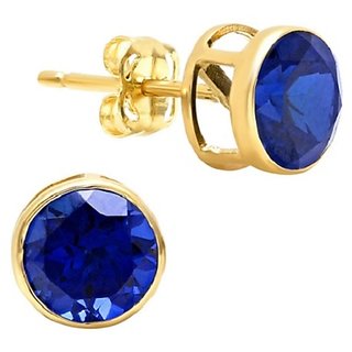                       Blue Sapphire Earrings For Women Lab Certified Stone Neelam Stud Earring BY CEYLONMINE                                              