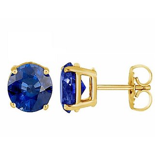                       Blue Sapphire Earrings For Women Lab Certified Stone Neelam Stud Earring BY CEYLONMINE                                              