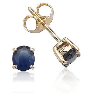                       Sapphire Earring Natural Blue sapphire Gold Plated Stud Earring By CEYLONMINE                                              