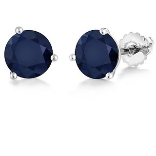                       Sapphire Earrings For Women & Girls Natural Stone Blue sapphire Silver Plated Earrings BY CEYLONMINE                                              