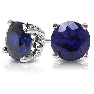                       Sapphire Earring For Women & Girls Natural Stone Blue sapphire Silver Plated Earrings BY CEYLONMINE                                              