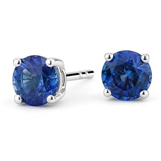                       Sapphire Earring Natural Blue sapphire Silver Plated Stud Earrings By CEYLONMINE                                              