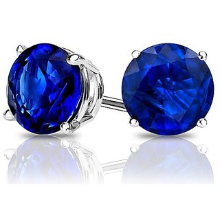                       Blue Sapphire Earrings For Women Lab Certified Stone Neelam Stud Earring BY CEYLONMINE                                              