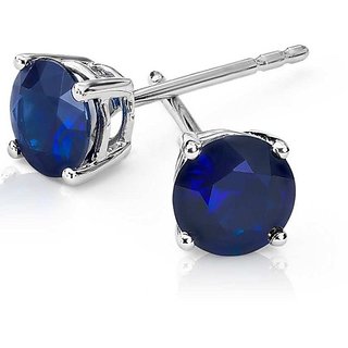                       CEYLONMINE- Blue Sapphire silver Plated Stud Earrings Natural  Stylish Sapphire Earrings                                              