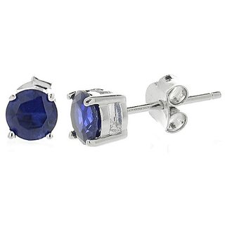                       Blue Sapphire Earrings For Women Lab Certified Stone Neelam Stud Earring BY CEYLONMINE                                              