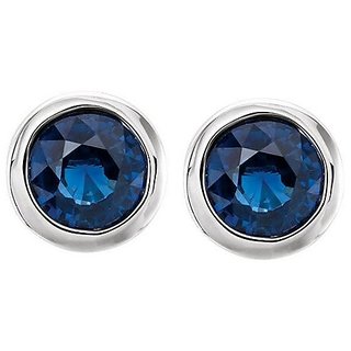                       Blue sapphire Stone Silver Plated Sud Earrings For Women & Girls BY CEYLONMINE                                              