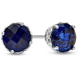                       Blue Sapphire Earrings For Women Lab Certified Stone Neelam Stud Earring BY CEYLONMINE                                              