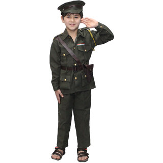 Kaku Fancy Dresses Our Helper/National Hero Indian Army Costume -Green,for Boys  Girls