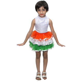 Kaku Fancy Dresses Tricolor Skirt for Independence Day Republic Day Costume Tricolor for Boys Girls