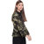 Texco Women Olive Green and Black Camouflage Printed Tie Knot Peplum Cape Top