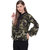 Texco Women Olive Green and Black Camouflage Printed Tie Knot Peplum Cape Top