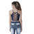 Texco Women Navy Embellished Neck Styled Back Crop Top