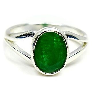                       Certified Stone Panna Ring  8.25 Ratti Original  Unheated Emerald Silver Plated Ring(Adjustable Ring) BY CEYLONMINE                                              