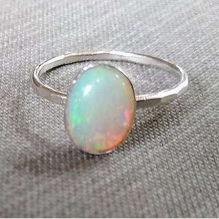                       100 Original  Certified Stone Opal  Silver Plated Ring For Astrological Purpose  BY CEYLONMINE                                              