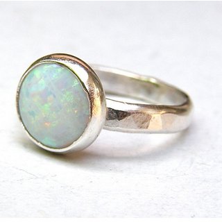                       Opal Ring Natural  Original Stone Opal Silver Plated Ring For Unisex By CEYLONMINE                                              